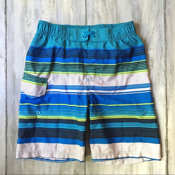 Striped Swim Trunks Mesh-Lined Board Short Boys M8 - Picture 3 of 10